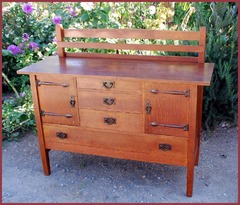 Original Gustav Stickley Strap Hinge Buffet Sideboard.